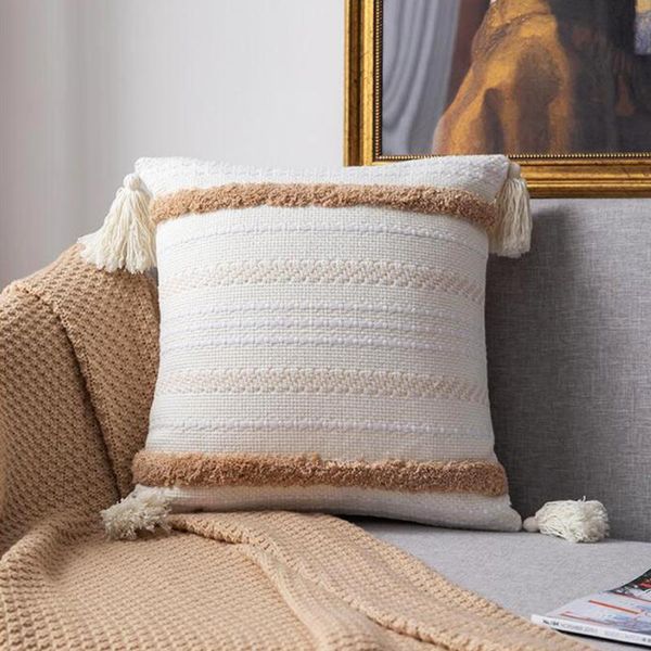 

pillow case home decor boho pillowcase sofa cushion square pillows bedroom living room woven modern large tassel cover