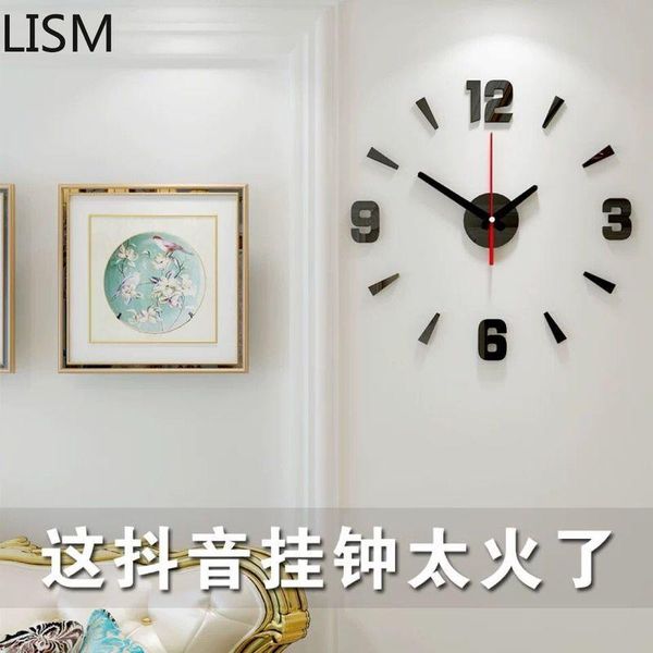 

wall clocks nordic design night light european style diy clock table bedroom creative sticker relogio parede