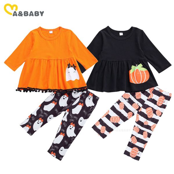 

1-5y halloween toddler kid girls clothes set cartoon long sleeve tunic pants outfits 210515, White