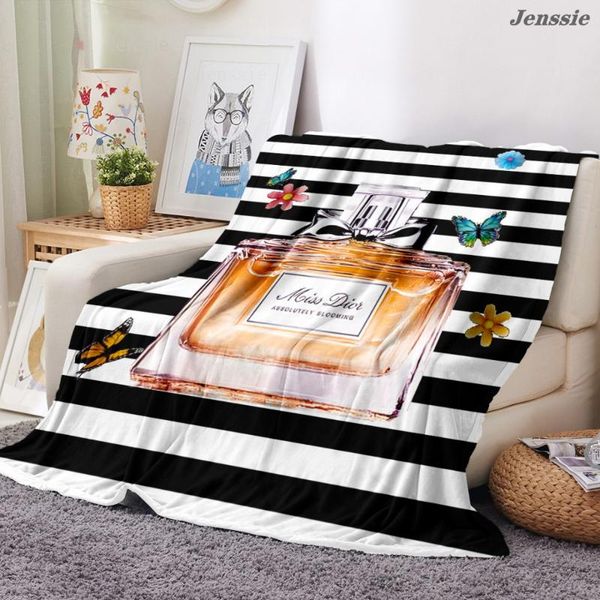 

blankets 3d printed flower butterfly perfume soft warm coral fleece blanket thick velvet super flannel office nap fashion
