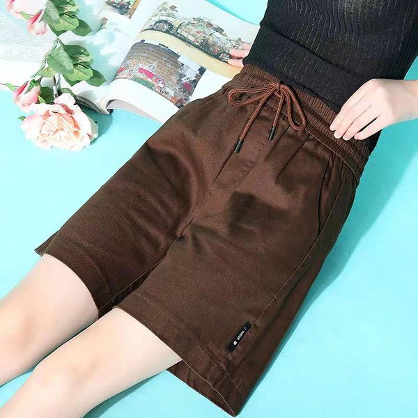 

women's shorts cotton plus size fat sister 100 kg five point summer korean elastic waist loose pants booty nyoolo, White;black