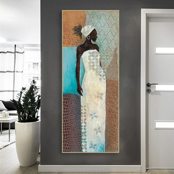 

vintage africa wall art canvas posters and prints black woman oil painting aisle living room wall pictures bohemian decor cuadro