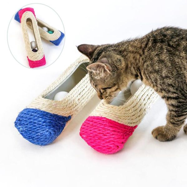 

cat toys toy rolling sisal scratching post with 3 balls scratcher training funny for cats animals pet products random color