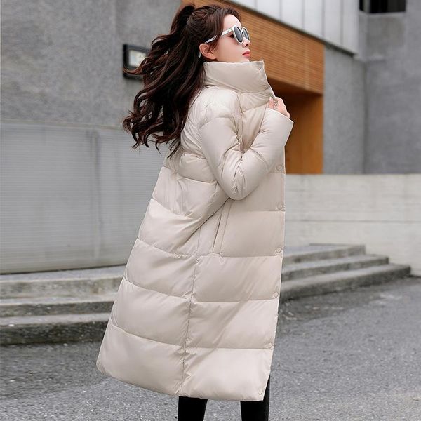 

women's down & parkas 2021 winter women jacket x-long stand-up collar cotton padded female coat warm womens parka manteau femme, Black