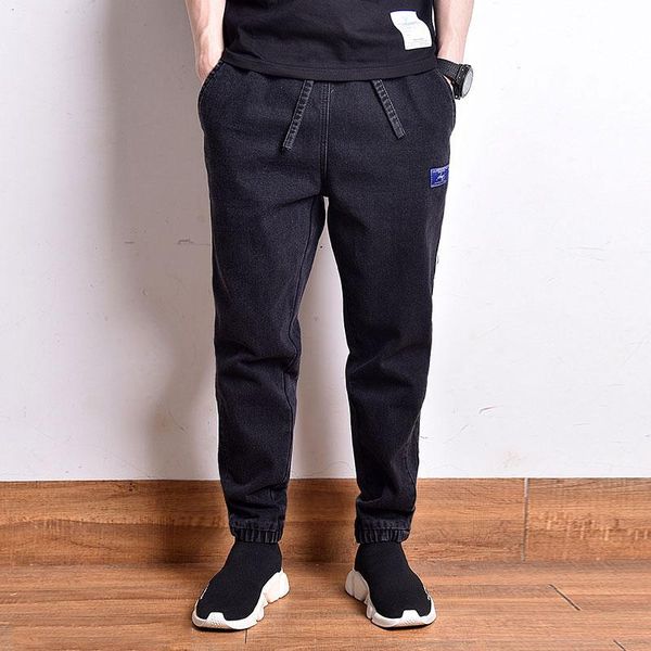 

japanese fashion men jeans loose fit harem cargo pants vintage designer streetwear hip hop joggers men's, Blue
