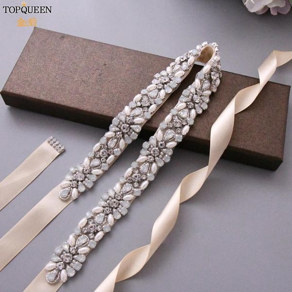 

wedding sashes ueen s450 opal bridal belt pearl rhinestone jeweled accessories beaded silver, White