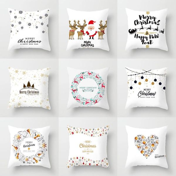 

cushion/decorative pillow christmas decorative pillowcases polyester merry santa claus throw case cover elk pillowcase poszewka
