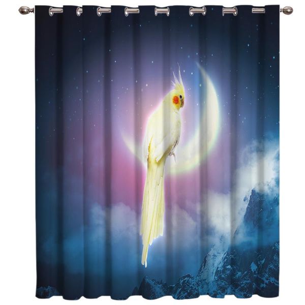 

curtain & drapes parrot moon window treatments curtains valance decor bathroom fabric indoor swag living room