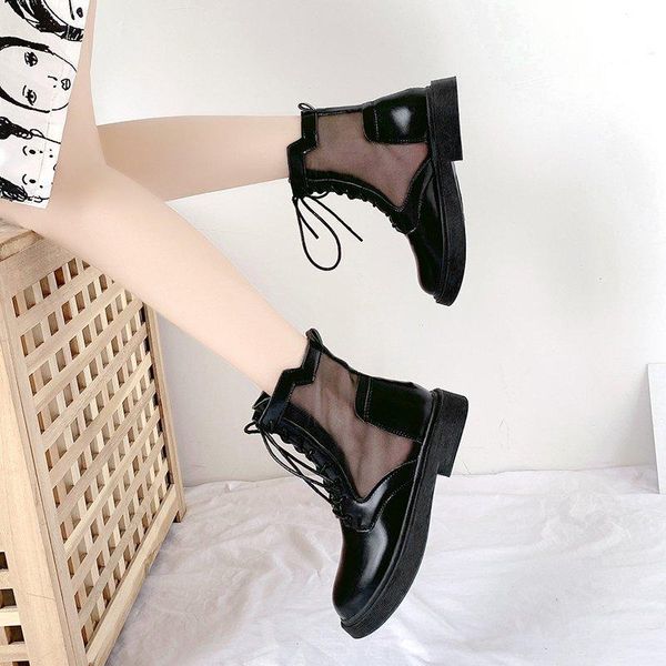 

boots 2021 summer genuine leather breathable women casual short thick bottom women's shoes, Black