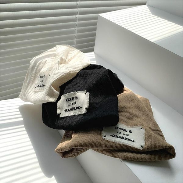 

wide brim hats &dolphin japanese big head circumference fashion pile hat ins cotton knitted hood turban letter women men puerperal cap, Blue;gray