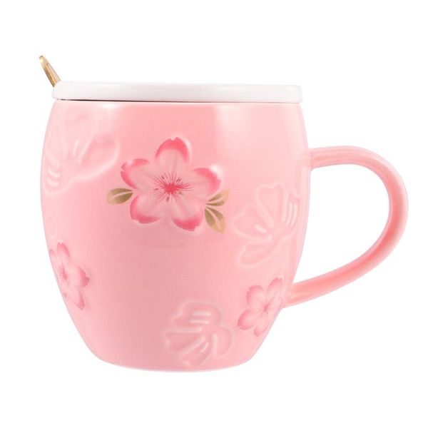

mugs 1 pc ceramic mug cup creative 400ml (with lid, spoon)