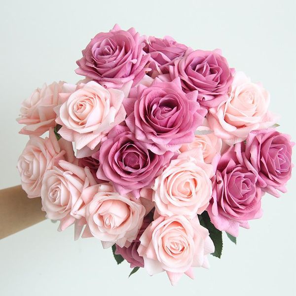 

decorative flowers & wreaths rose artificial silk for home decoration wedding bouquet bride fake flower faux living room