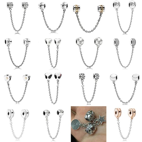 Novo 2021 100% 925 Esterlinas Silver Parks Castle Crown O Segurança Cadeia Charme Limpar CZ Fit DIY Pulseira Original Jóias Mulheres Presente