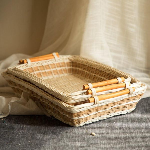 

kitchen storage & organization rattan basket noodles snacks snack bread willow bamboo box