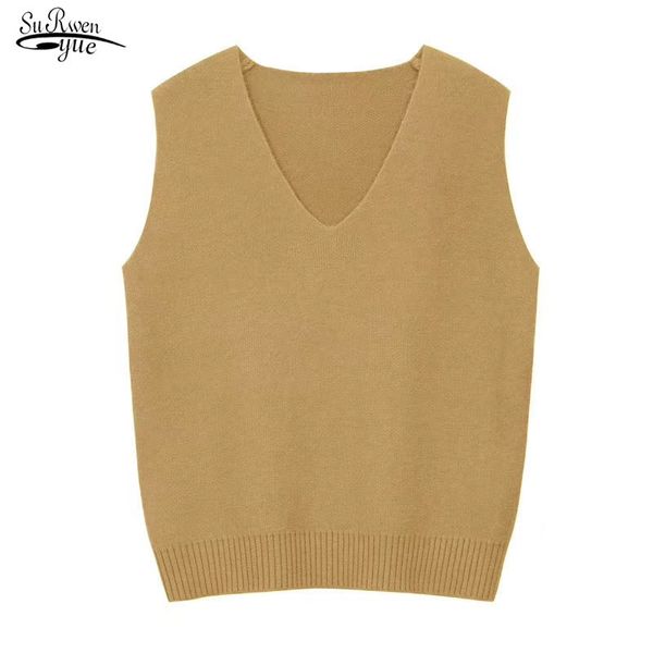 

autumn and winter korean loose wild sweater vest chic v-neck knitted women's sleeveless 11946 210521, Black;white