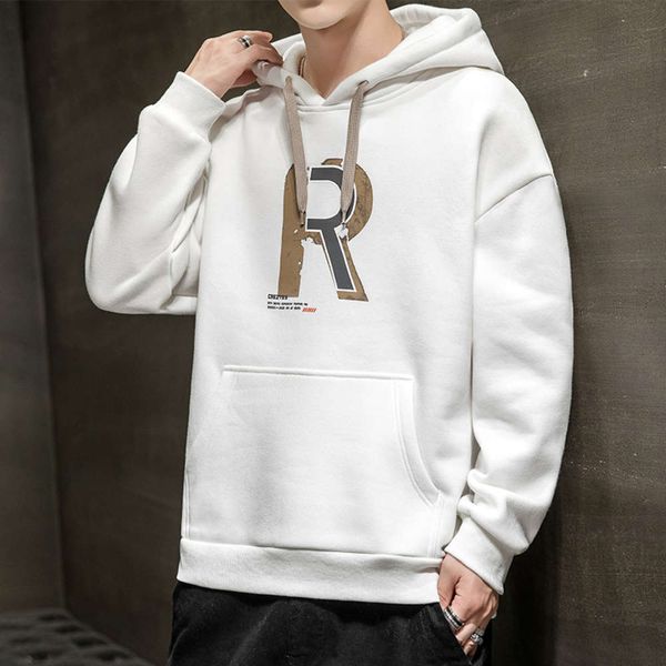 

autumn and winter plush sweater hoodie trend thickened coat sport pullover solid color, Black