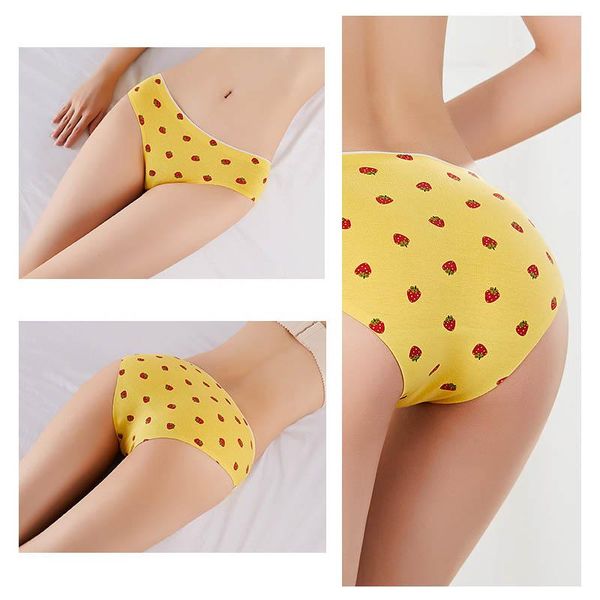 

women's panties women underpants japanese style mid-rise elastic ladies briefs breathable no trace 1pcs cotton/spandex cartoon pattern, Black;pink