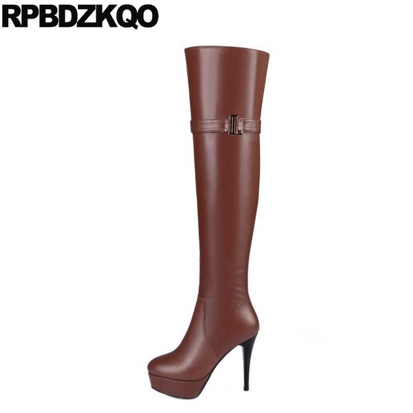 

boots stiletto high heel dance over the knee black wine red fashion zipper platform shoes women fetish extreme
