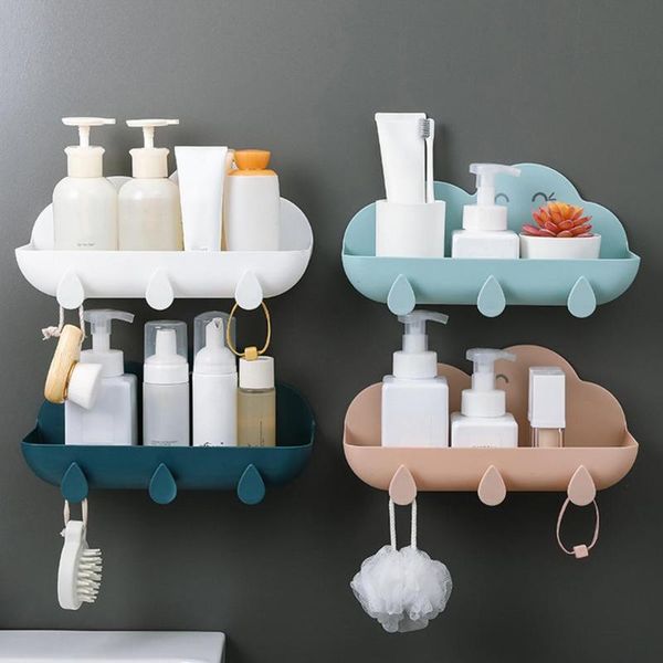 

bathroom storage & organization cute cloud shaped kitchen wall mount shelf rack holder organizer punching hanging tool basket