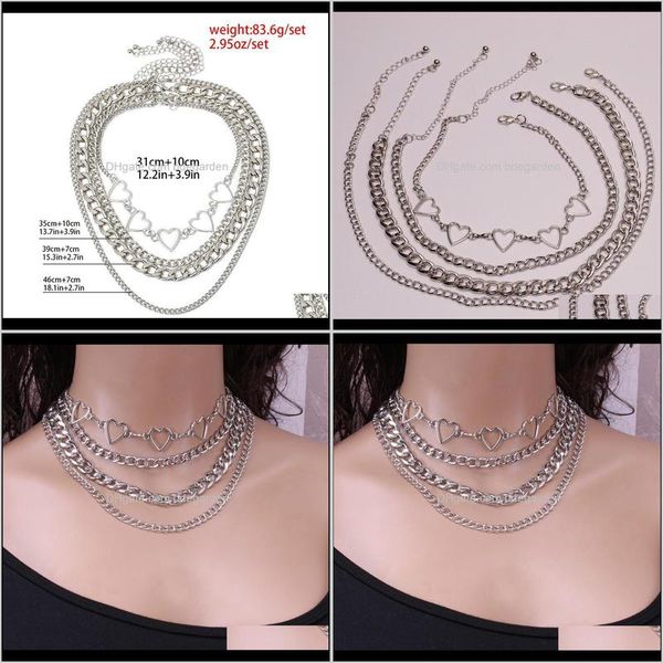

chokers & pendants drop delivery 2021 european cross-border jewelry hip-hop punk style chain multi-layer necklace women simple and versatile, Golden;silver