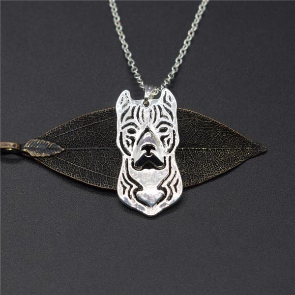 

pendant necklaces elfin unique handmade boho chic american staffordshire terrier necklace amstaff female and male gift jewelry, Silver