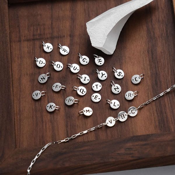 

strands 26 letters 925 sterling silver bracelet for female lovers student bracelet diy handmade jewelry, Black