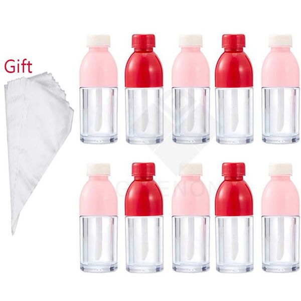 

storage bottles & jars wholesale 8ml empty lip gloss tube pink beverage bottle shape container mini refillable clear cosmetic