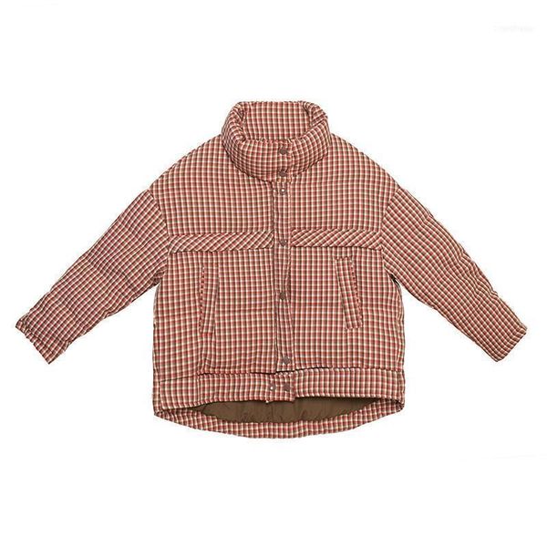 

women winter plaid black red oversize parkas thick outwear 2021 zipper pockets female warm elegant coat jacket1