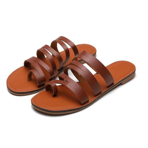 

slippers 2021 large flat heel soft sole casual small fresh super fiber women's sandals, Black