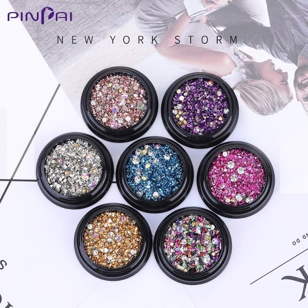 

colors sharp bottom flatback mixed crystal nail art rhinestones manicure diy salon fashion design gem decoration1, Silver;gold