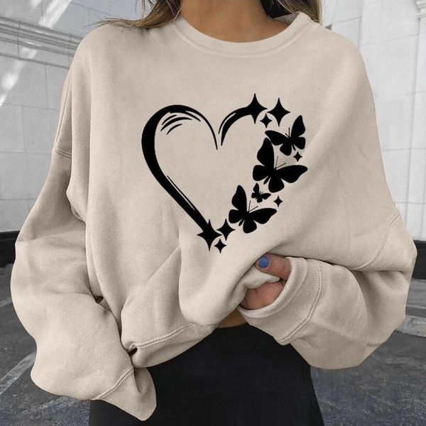 

women's t-shirt women sweatshirt pullover casual printing loose short sweatshirts long sleeve *8, White