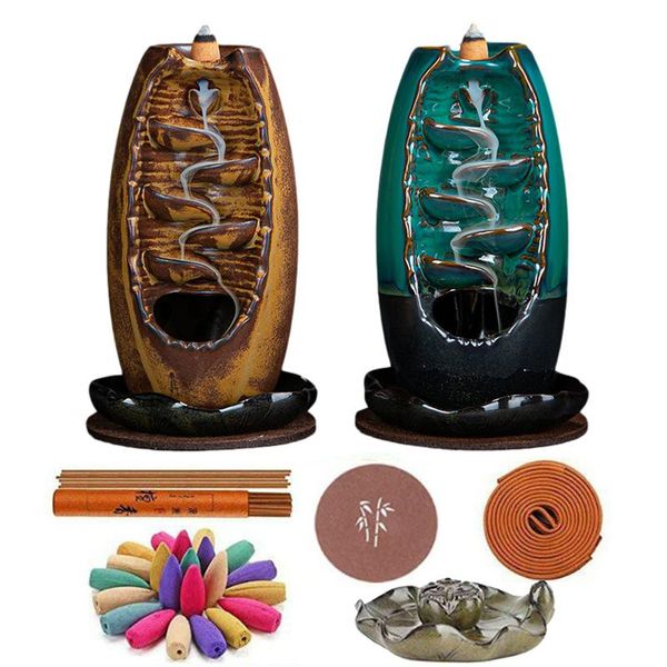 

fragrance lamps 173pcs mountain river handicraft incense holder ceramic backflow waterfall smoke burner home decor christmas gift