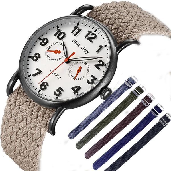 

wristwatches wal-joy brand creative water resistant fashion men hand watch nylon strap business handwatch montre homme, Slivery;brown