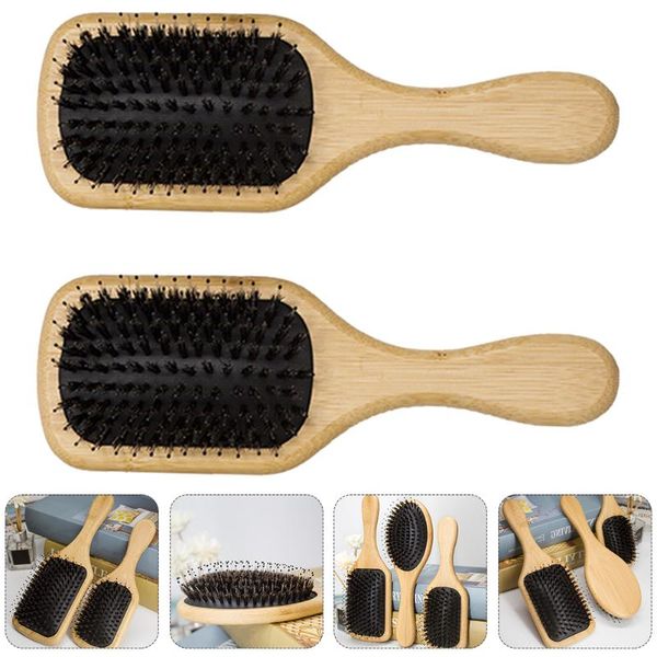 

hair brushes 2pcs air cushion brush bamboo boar comb paddle, Silver