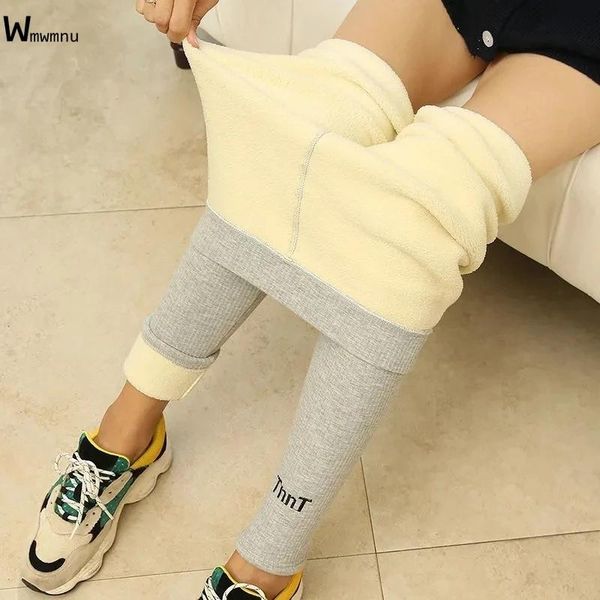

women's leggings 2021 winter warm lambwool elastic women snow wear slim hip lift stretch pants casual basic seamless sweatpants female, Black