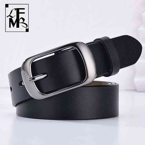 

[lfmb]women's genuine leather fashion retro luxury brand ladies metal double buckle belt with jeans, Black;brown