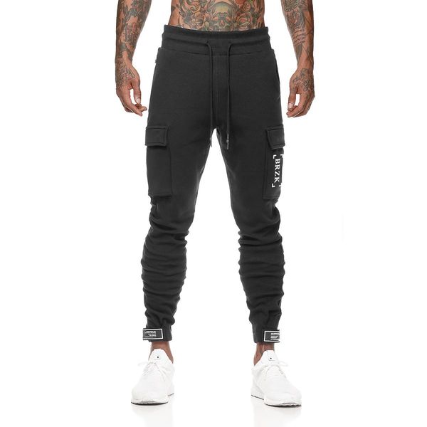 

mens cotton sweatpants man autumn male gyms bodybuilding workouttrousers casual joggers sportswear pencil pants m-xxl, Black