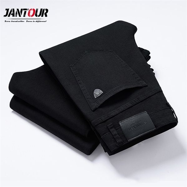 

large size 40 42 men's black jeans cotton elastic straight trouser male fashion business denim pants brand clothing 211111, Blue