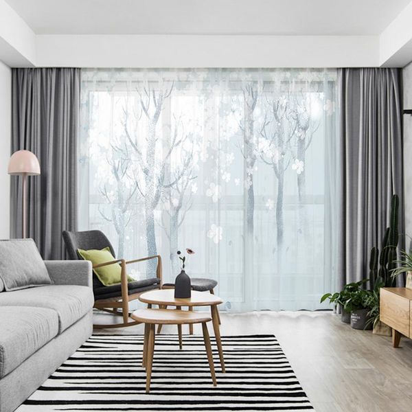 

curtain & drapes custom chiffon window drape hangings for nursery kids children living room tree khaki gray brown pink blue