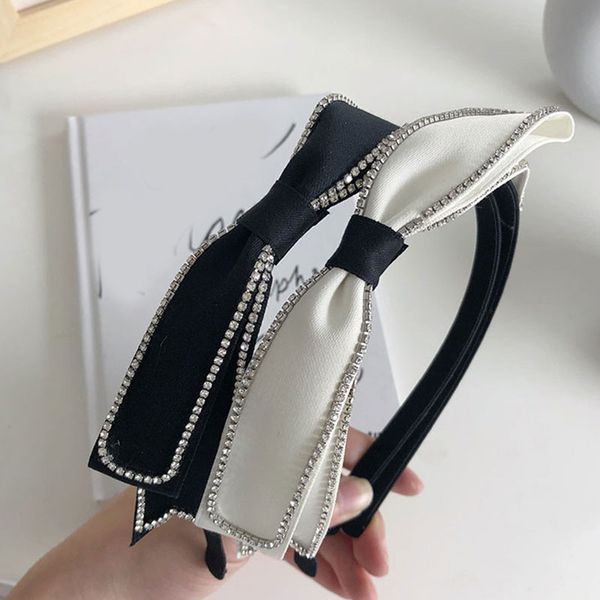

classic black white headband elegant bowknot elastic hair hoop summer headbands for hair woman girl fashion hair accessories, Silver