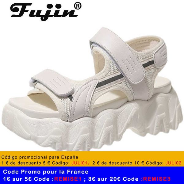 

fujin 6cm gladiator platform women's sandals 2021 summer fashion women chunky beach sandal denim comfortable sandalias mujer y0721, Black