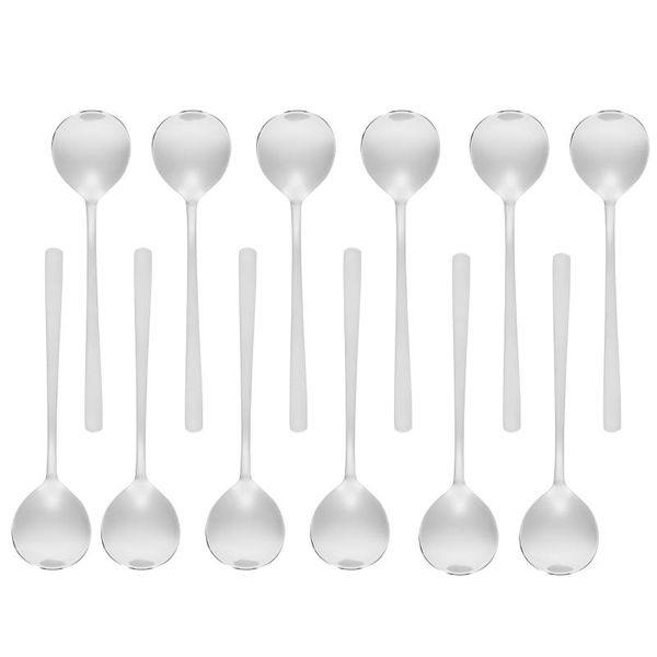 

spoons 12pcs stainless steel dinner soup spoon flat bottom dessert