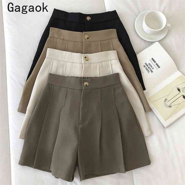 

women shorts spring autumn office lady solid high sweatshorts loose simple casual wild fashion korean short 210531, White;black
