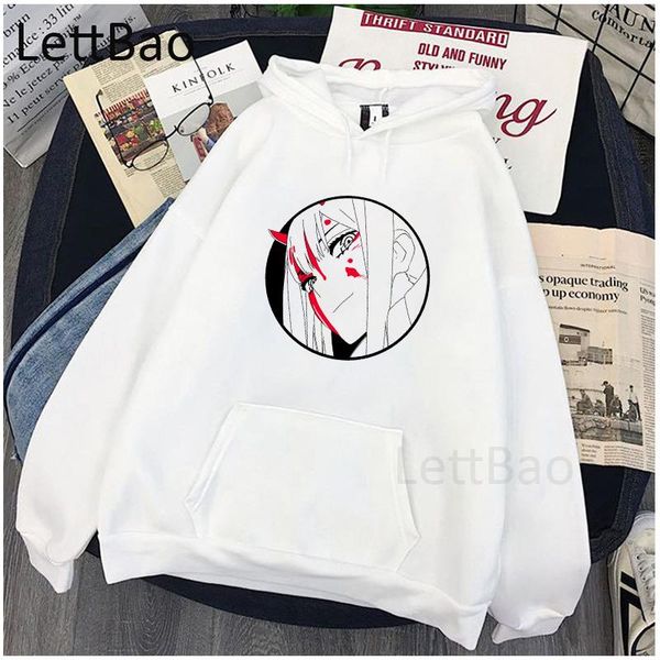 

men's hoodies & sweatshirts zero two darling in the franxx anime men women clothing japanese manga cartoon long sleeve hooded pu, Black