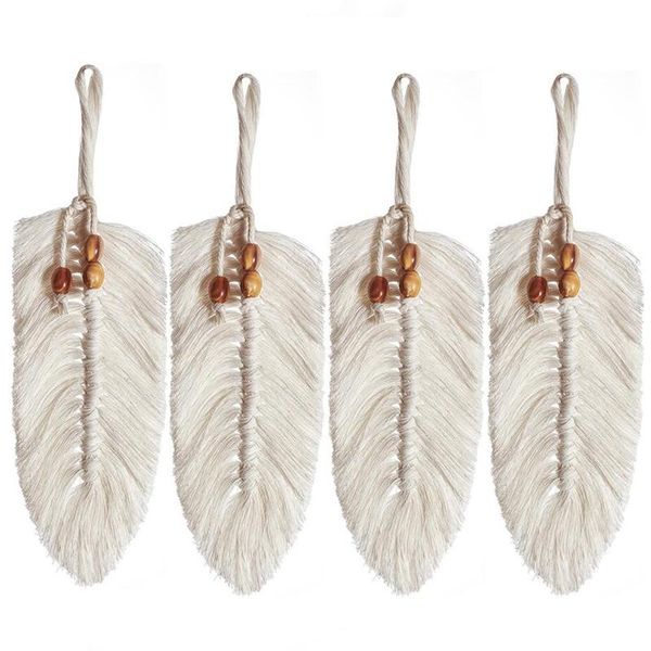 

tapestries 4pcs macrame wall hanging boho decor fringed leaf tassel tapestry cotton rope headboard home decoration