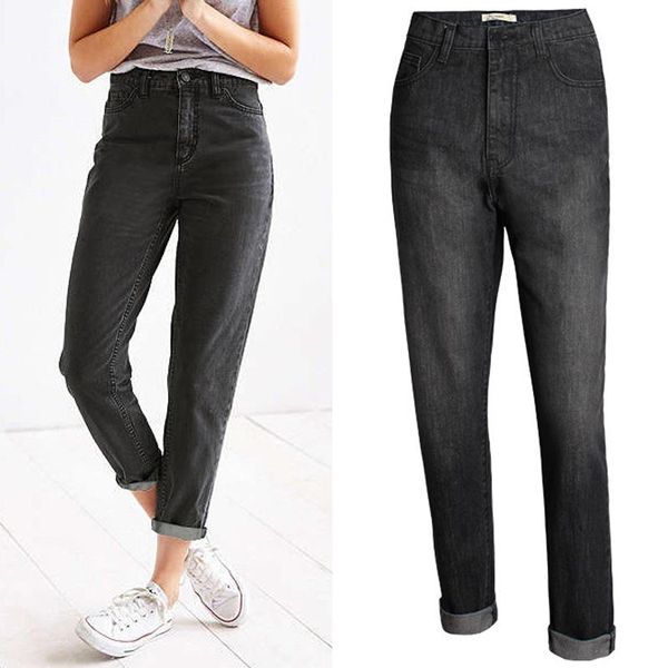 

straight jeans mom women loose denim pants leisure all match basic lady cowboy trousers boyfriend plus size large palazzo black women's, Blue