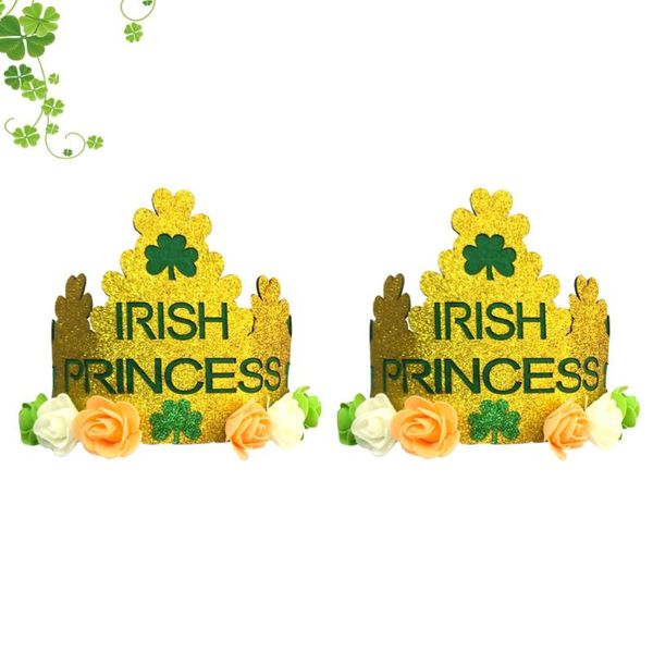 

2pcs irish st patrick's day crown decorative hair hoop creative headdress for woman girl (six rose crown) gift wrap