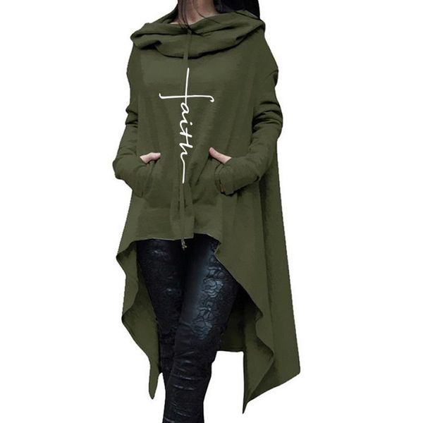 

women's hoodies & sweatshirts woman's fashionable hooded pullover irregular long sleeve drawstring casual loose with pocket daily, Black