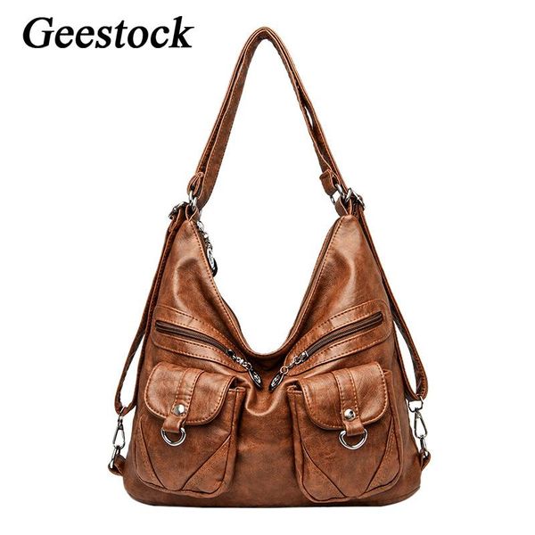

evening bags geestock vintage shoulder for women large capacity handbag pu leather multi-pocket ladies tote bag phone purse crossbody