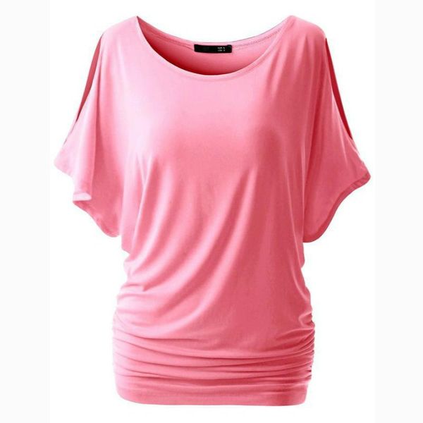 

women t-shirts solid bat sleeve t-shirt casual loose tee women's, White